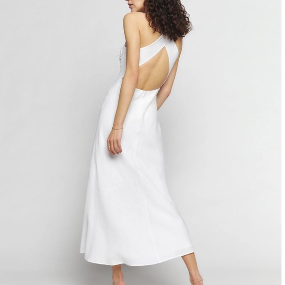 Reformation Casette Linen Midi Dress - White - Picture 3 of 5